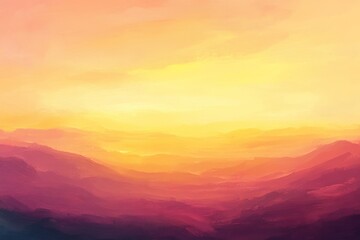 Obraz premium Warm Hues Paint Mountain Landscape Sunset