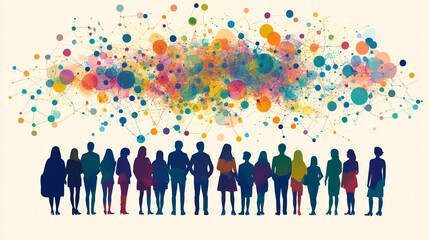 Diverse Group People Silhouettes Global Network Connection Teamwork Collaboration