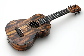 Fototapeta premium Dark wood ukulele isolated on white background.
