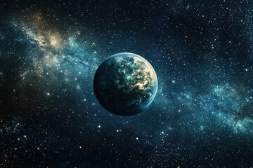 Obraz premium Earth Planet In A Starry Galaxy Background