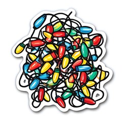 Whimsical Christmas Lights Sticker Design
