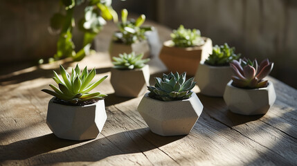 Fototapeta premium succulents in modern pots, perfect for enhancing indoor gardening decor