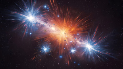 Fototapeta premium A supernova explosion with brilliant bursts of color