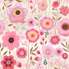 Seamless 3d embroidered floral pattern