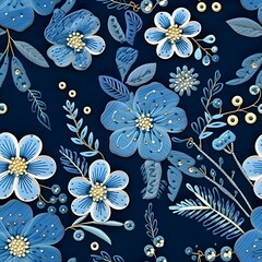 Seamless 3d embroidered floral pattern