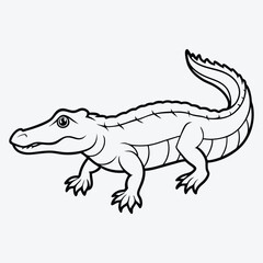 Fototapeta premium Alligator line art White background illustration Generative Ai