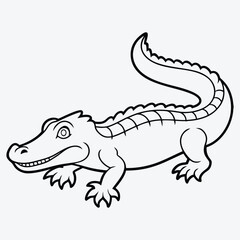 Obraz premium Alligator line art White background illustration Generative Ai