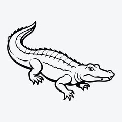 Obraz premium Alligator line art White background illustration Generative Ai