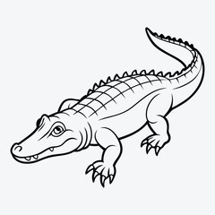 Obraz premium Alligator line art White background illustration Generative Ai