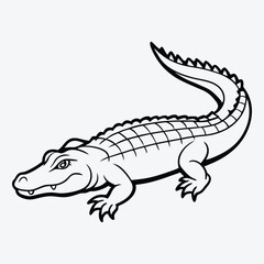 Obraz premium Alligator line art White background illustration Generative Ai