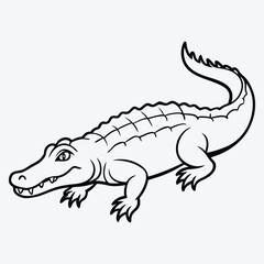 Fototapeta premium Alligator line art White background illustration Generative Ai