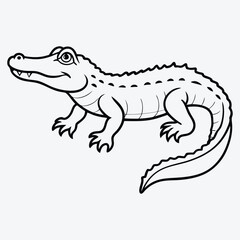 Obraz premium Alligator line art White background illustration Generative Ai