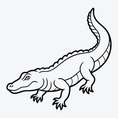 Fototapeta premium Alligator line art White background illustration Generative Ai