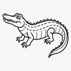 Fototapeta premium Alligator line art White background illustration Generative Ai