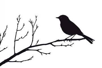 Fototapeta premium Silhouette Of A Bird Perched On A Bare Branch