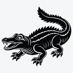 Obraz premium Alligator Silhouette White background illustration Generative Ai