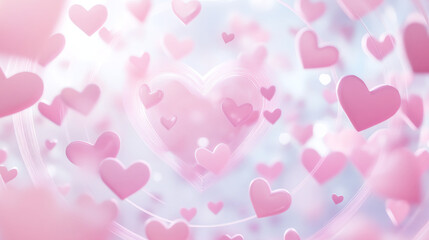 Valentine's day abstract background with pink hearts. 3D rendering
