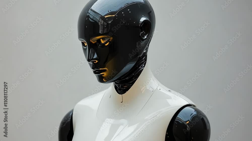 Aufkleber modern humanoid robot displayed in an exhibition focusing on technology and innovation in a futurist