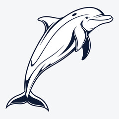 Amazon Dolphin Silhouette White background illustration Generative Ai