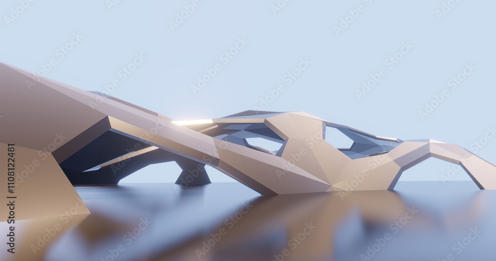 Aufkleber futuristic architecture background bionic pattern in design 3d render