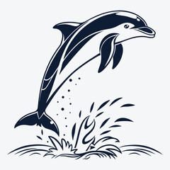 Obraz premium Amazon Dolphin Silhouette White background illustration Generative Ai