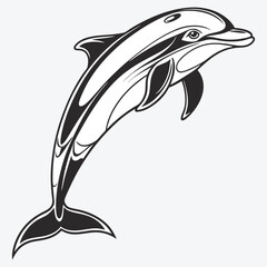 Amazon Dolphin Silhouette White background illustration Generative Ai