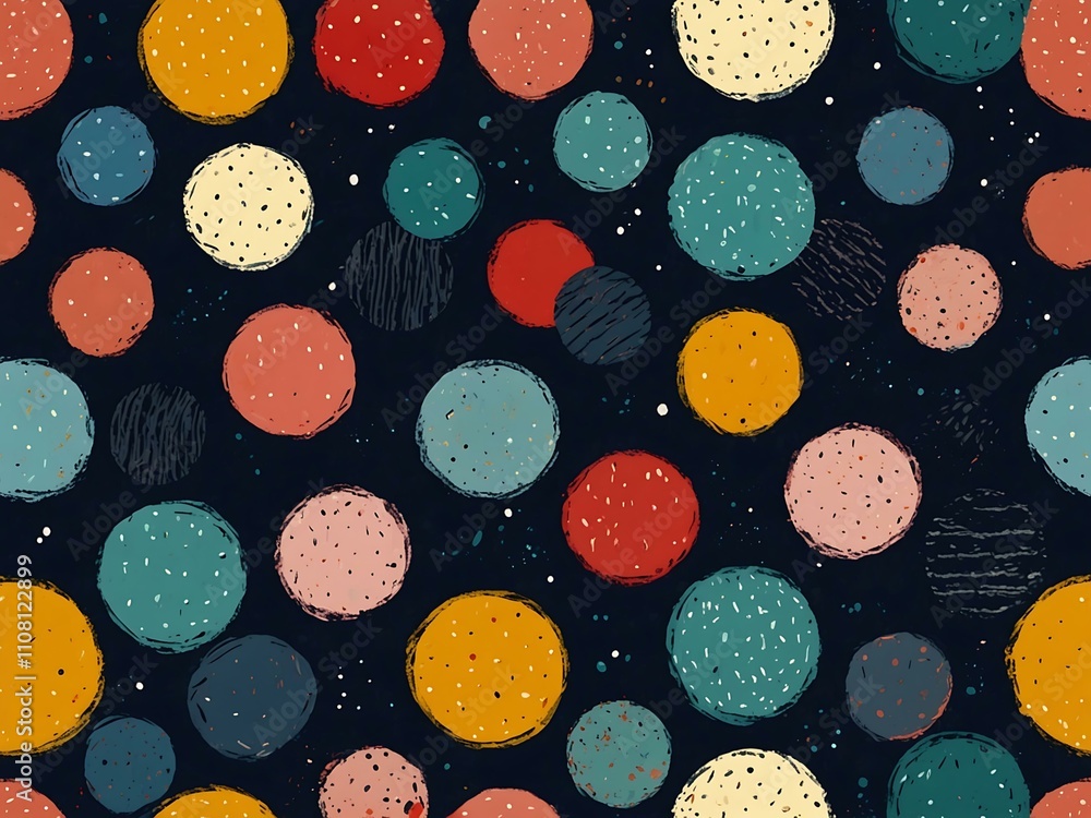Poster Polka dot seamless pattern with scribble texture.
