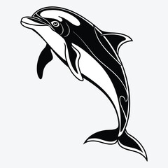 Amazon Dolphin Silhouette White background illustration Generative Ai
