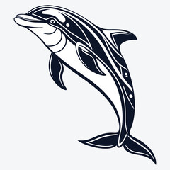 Amazon Dolphin Silhouette White background illustration Generative Ai