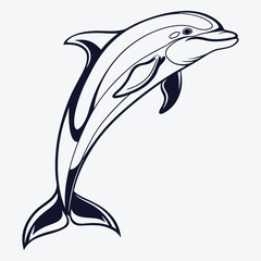 Fototapeta premium Amazon Dolphin Silhouette White background illustration Generative Ai