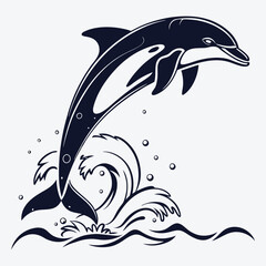 Obraz premium Amazon Dolphin Silhouette White background illustration Generative Ai