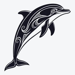 Obraz premium Amazon Dolphin Silhouette White background illustration Generative Ai