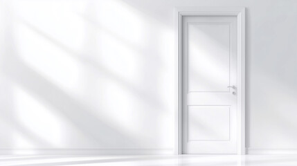 Bright white interior with an open door letting in light