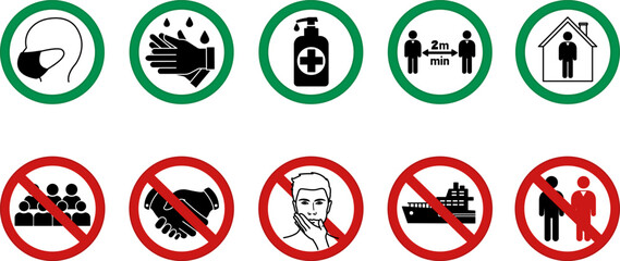 Colored Warning Signs About Coronavirus Safety Measures. How to Protect Yourself and Others From Infectious Diseases. COVID-19. Medical Concept