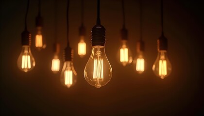 Vintage-style Edison bulbs hang throughout the room, casting a warm glow.