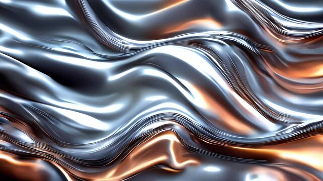 Illustration num&eacute;rique de vagues m&eacute;talliques fluides et &eacute;l&eacute;gantes