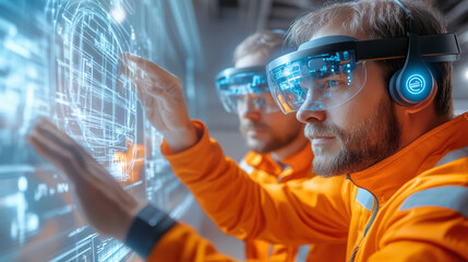 Fototapeta premium Technicians using virtual reality for advanced simulations