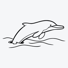 Obraz premium Amazon River Dolphin line art White background illustration Generative Ai