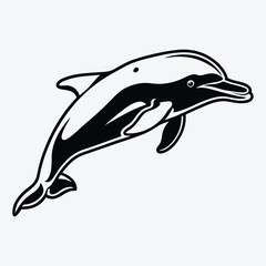 Fototapeta premium Amazon River Dolphin line art White background illustration Generative Ai