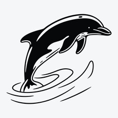 Obraz premium Amazon River Dolphin line art White background illustration Generative Ai