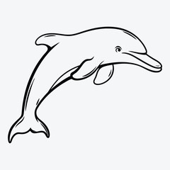 Obraz premium Amazon River Dolphin line art White background illustration Generative Ai