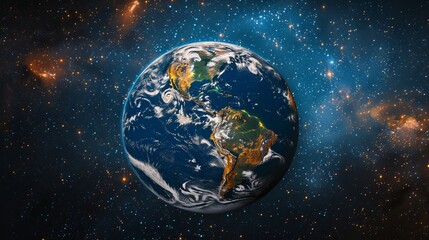 Fototapeta premium Planet earth amidst technological networks, global data, and communication in cyberspace