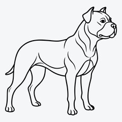 American Bulldog line art White background illustration Generative Ai