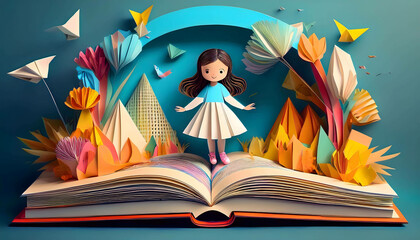 Child Running on a Book: Inspiring Children to Read