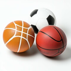 Three mini sports balls soccer, basketball.