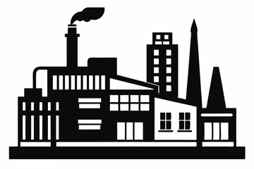 Obraz premium factory line art silhouette vector illustration