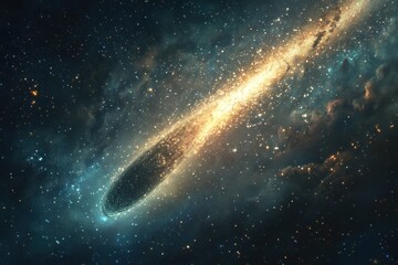 Fototapeta premium Comet Traversing A Celestial Nebula In Space