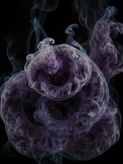 Obraz premium Purple smoke swirls on a black background.