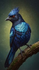 Radiant blue magpie illustration.