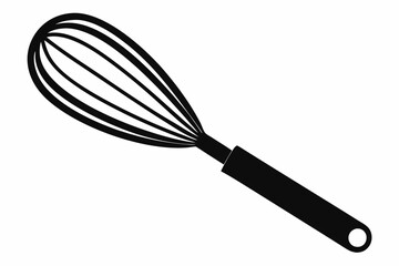 stainless steel whisk line art silhouette vector illustration